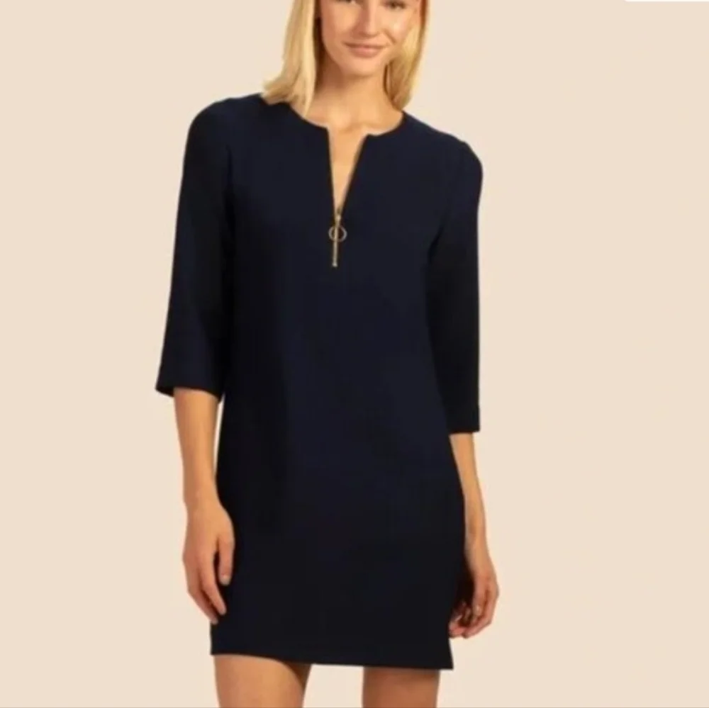 New Trina Turk Black Shift Dress with Accent Zipper - Size 6